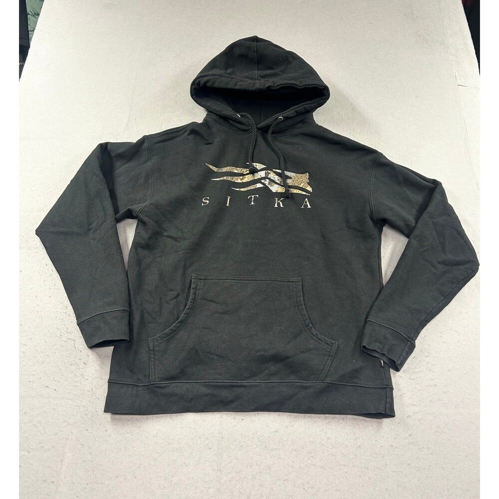 Sitka Heavy Cotton Icon Optifade Elevated Pullover Camo Black Hoodie Large